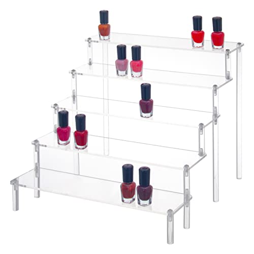 5 Tier Acrylic Risers - Acrylic Display Stands for Countertop Organizer, Collections and Cosmetics (11.6 * 11.8 * 9.6 inch) - color: Clear
