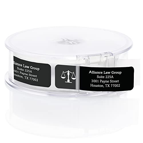 Legal Professional Lawyer Rolled Address Label/Roll of 500 Black Legal Esquire Symbol Personalized Address Labels/Designer Return Address Stickers in Elegant Plastic Dispenser - size: 500 Labels, style: Legal Professional Lawyer