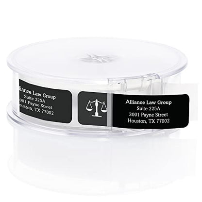 Legal Professional Lawyer Rolled Address Label/Roll of 500 Black Legal Esquire Symbol Personalized Address Labels/Designer Return Address Stickers in Elegant Plastic Dispenser - size: 500 Labels, style: Legal Professional Lawyer