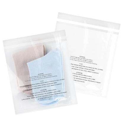 iMailer - 200 Pcs - 6" x 9", Clear Poly Bags with Suffocation Warning Self Seal 1.6 Mil for A7 A8 A9 Cards & Envelopes, Bakery, Cookies, Candies-Permanent Glue - size: 6" x 9", style: Permanent Glue