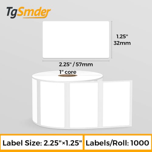 2.25" x 1.25" Thermal Barcode Labels, 12 Rolls-1000/Roll, 1" Core - size: 2.25" x 1.25"-12 Rolls (12000 Labels)