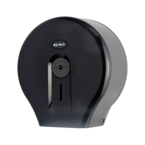 EZ-Pull Wall-Mounted 9" Single Jumbo Toilet Tissue Paper Dispenser for Restroom/Office/Commercial/Industrial, Pearl Black - style: Smoke