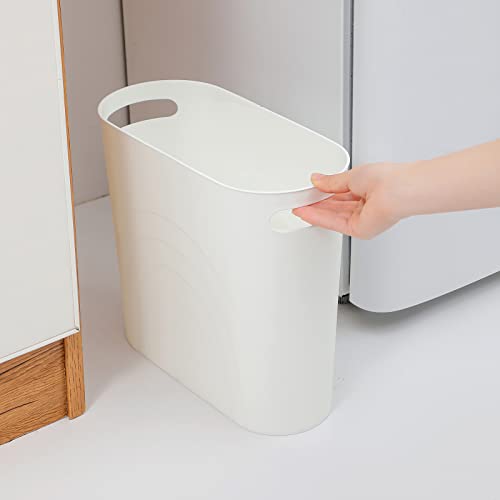 rejomiik Small Bathroom Trash Can, 3.5 Gallon Slim Garbage Can, White - color: White, size: 1 pack