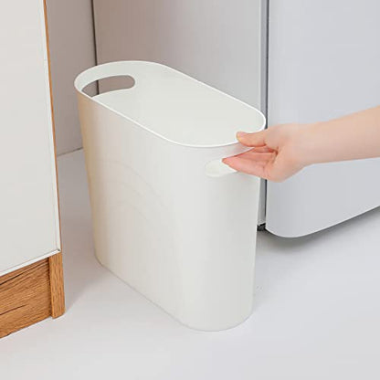 rejomiik Small Bathroom Trash Can, 3.5 Gallon Slim Garbage Can, White - color: White, size: 1 pack