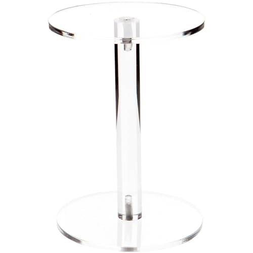 Plymor 6.375" H x 4.5" Round Clear Acrylic Barbell Pedestal Display Riser - size: 6.375" x 4.5" x 4.5"