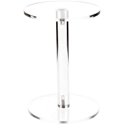 Plymor 6.375" H x 4.5" Round Clear Acrylic Barbell Pedestal Display Riser - size: 6.375" x 4.5" x 4.5"
