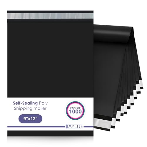 Black Poly Mailers 9x12, Self Seal Shipping & Mailing Bags, 1000 Pack Bulk - color: Black, size: 9"x12" / 1000 Pack