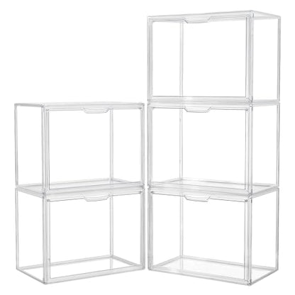 LXLXXL Acrylic Box Display Case, 5-Pack XL Stackable Storage Bins with Lid - size: X-Large-5pcs