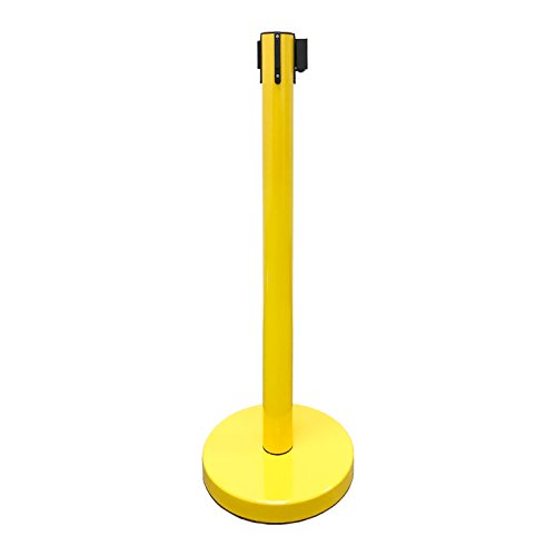 VIP Crowd Control Retractable Belt Stanchion Queue Safety Barrier Set, 36" Ht, 78" Belt (2 YEL Posts Red Belt) - color: 2 YEL Posts Red Belt