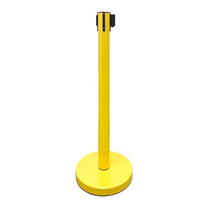 VIP Crowd Control Retractable Belt Stanchion Queue Safety Barrier Set, 36" Ht, 78" Belt (2 YEL Posts Red Belt) - color: 2 YEL Posts Red Belt