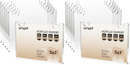 NIUBEE 5x7 Clear Acrylic Sign Holder Horizontal Wall Mount 12 Pack - size: Horizontal 12 Pack 5" x 7"