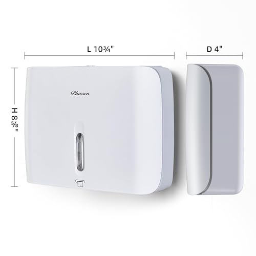 Commercial Paper Towel Dispenser Wall Mount with Key Pack of 2 Plastic 10⅞” Length X 8¼” Height X 3¾” Depth for Restroom - color: White