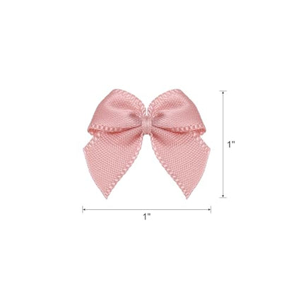 MECCANIXITY Mini Ribbon Bow 1" Mini Fabric Flower Bows Rose Pink 150Pcs - color: Rose Pink