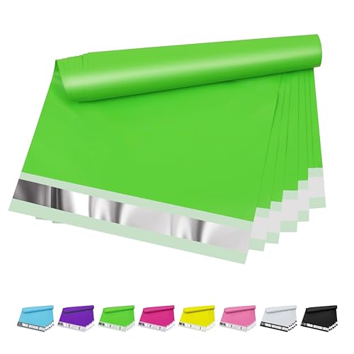 Poly Mailers 10 x 13 Inch, 100 Count, Green 2.4 Mil Self-Seal Bags