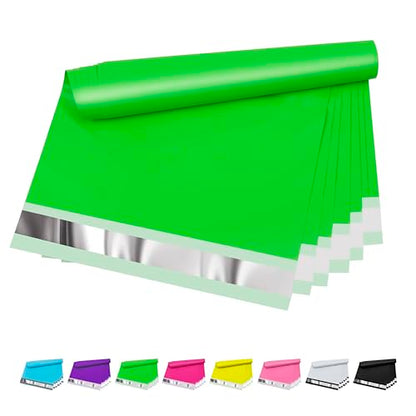Poly Mailers 10 x 13 Inch, 100 Count, Green 2.4 Mil Self-Seal Bags