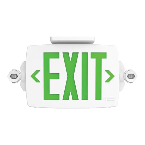 Lithonia Lighting Quantum LED Exit Sign Emergency Light Combo, Exit Sign and Emergency Lights, 2-Head Fixture, Red/Green Selectable Letters, High Output Battery, White (LHQM S W RG MVOLT HO M6) - color: Red/Green Selectable - White, size: 16.5" | Sign & R