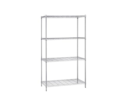 Quantum Storage Systems WR74-3648C Starter Kit for 74' High 4-Tier Wire Shelving Unit, Chrome Finish, 36' Width x 48' Length x 74' Height - size: 74H x 48W x 36D