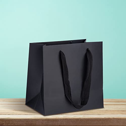 25pcs Small Black Gift Bags with Handles,Party Favor Gift Bags - color: Black