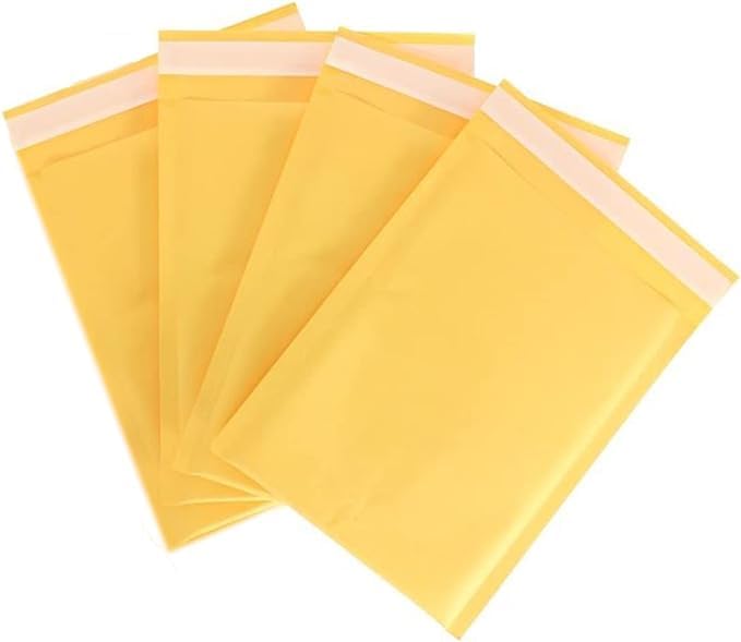 Kraft Bubble Mailers #0 Size 6"Wx9.25"L Self Seal Closure, Padded Cushion Envelope, Yellow Brown Mailing Shipping Envelopes Paper Bag 4PC