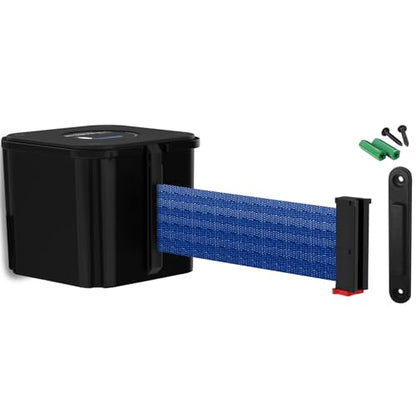 Wall Mounted Black Retracta-Belt 15' Blue Belt Barrier - color: Black Case w/ Blue Belt, size: 15' Belt
