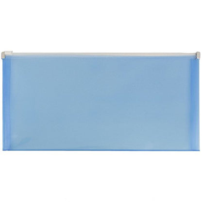 JAM PAPER Plastic Envelopes with Zip Closure - #10 Booklet Wallet - 5 x 10 - Blue - 12/Pack - color: Blue, size: #10 Business Size