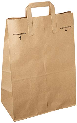 MULMEHË Retail Grocery Bags, Brown Kraft Paper, Handles, 25 Pack, 12" x 7" x 17", Made in America