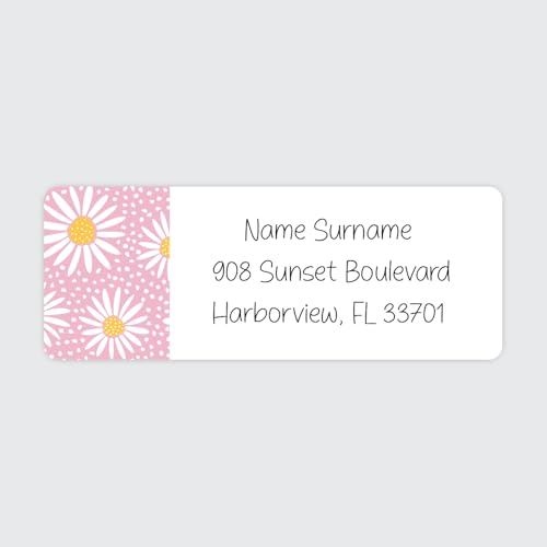 Dotty about Paper Personalized Oopsy Daisies - Pink - Return Address Labels x 100 - color: Oopsy Daisies - Pink X 100