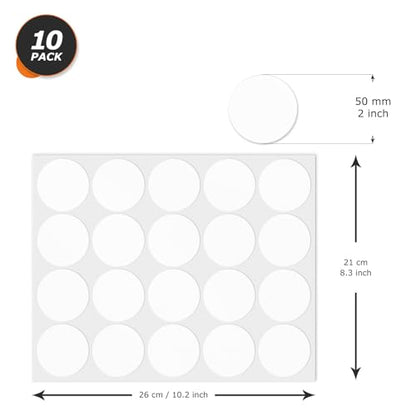 White Round Stickers 2 Inch Waterproof Vinyl Coding Labels 200 PCS - color: White