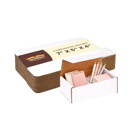 The Boxery Corrugated Mailers White Tuck Shipping Boxes (7x5x4) - size: 7x5x4