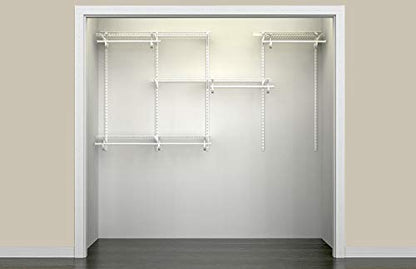 ClosetMaid ShelfTrack Wire Closet Organizer System, Adjustable from 5 to 8 Ft., with Shelves, Clothes Rods, Hardware, Durable Steel, White - color: White, size: 5 to 8 ft