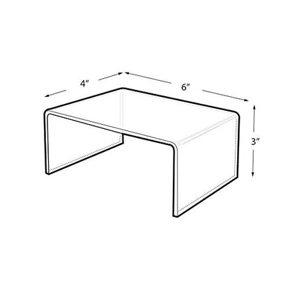 Azar Displays 515334 4" W x 6" D x 3" H Acrylic Riser, clear (4 Pack) - size: 4 X 6