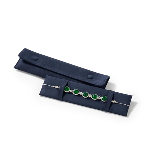 Oirlv Blue Velvet Bracelet Necklace Storage Pouch - color: Blue, size: 8.66"×2.36"