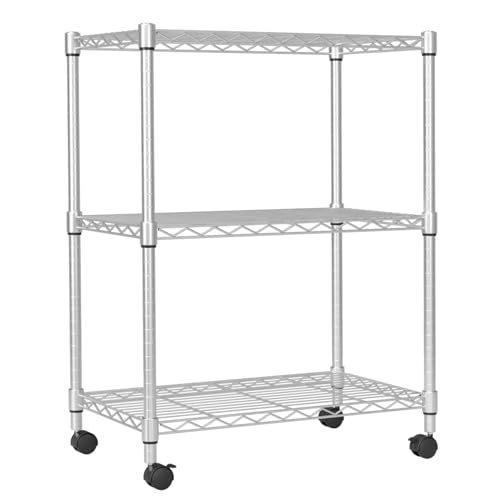 Dopinmin Wire Shelving Storage Shelves Commercial-Grade Adjustable Wire Shelving Unit Heavy Duty Metal Rack and 2” Wheel Casters Adjustable NSF Wire Shelf