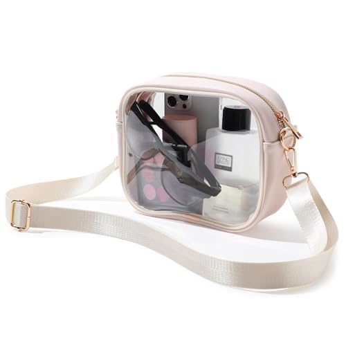 TOBVZOO Clear Bag Stadium Approved, Crossbody Transparent Bag for Concerts Sports Events, Purses for Men & Women - color: Beige