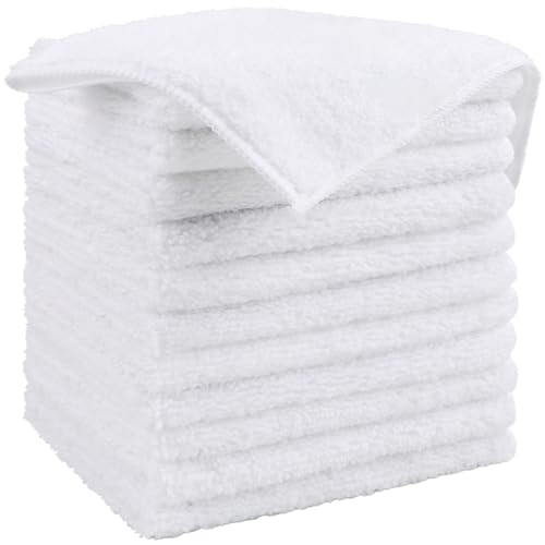 HOMEXCEL White Microfiber Cleaning Cloth, Microfiber Towels for Car,12 PK - color: White