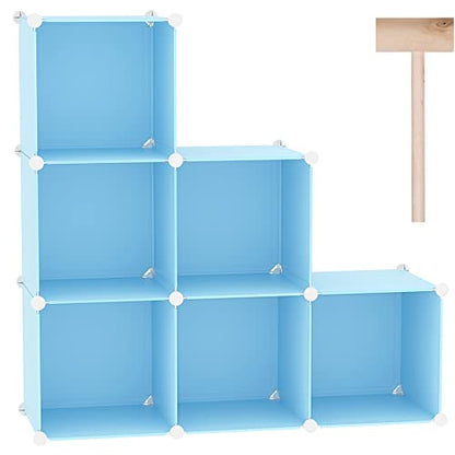 C&AHOME 6-Cube Storage Organizer Cube Shelf Closet Storage Bookcase, Blue - color: Blue