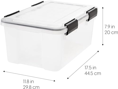 IRIS USA 6-Pack 19 Qt Storage Bins with Gasket Lids, Clear/Black - size: 19 Qt, style: 6 Pack