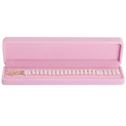LETURE 4 Pieces Velvet Bracelet Necklace Pendant Jewelry Box, Small Long Jewelry Watch Gift Box for Proposal, Wedding, Engagement, Christmas (Pink-4PCS) - color: Pink-4PCS