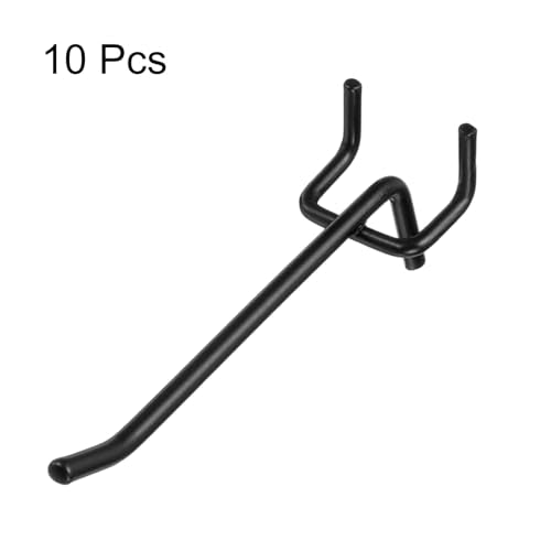 HARFINGTON 10pcs Pegboard Shelving Hooks 4" Stainless Steel Peg Board Display Hook Hanging Holders Wall Mount Organize Tools for Workbench Garage Kitchen Store, Black - size: 4 Inch