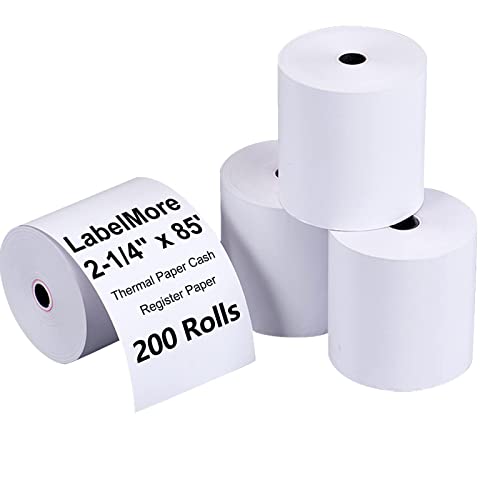 LabelMore 2-1/4" X 85' Thermal Receipt Paper, Credit Card Paper Rolls Thermal, Cash Register Roll, Premium Pos Printer Paper (200 Rolls) - size: 2-1/4" x 85'(200 Rolls)