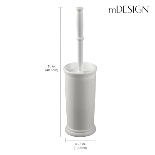 mDesign Toilet Bowl Brush and Holder - Covered Bathroom Toilet Brush - Standing Toilet Bowl Scrubber in Modern Holder - Space Saving, Deep Cleaning Brush for Toilet - Hyde Collection - Light Gray - color: Light Gray, size: Pack of 1