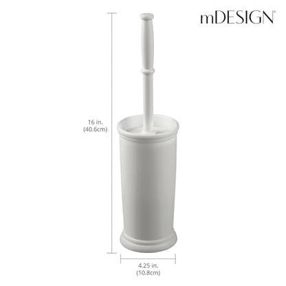 mDesign Toilet Bowl Brush and Holder - Covered Bathroom Toilet Brush - Standing Toilet Bowl Scrubber in Modern Holder - Space Saving, Deep Cleaning Brush for Toilet - Hyde Collection - Light Gray - color: Light Gray, size: Pack of 1