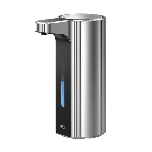 EKO Aroma Pro 13.5 fl oz Touchless Automatic Liquid Soap Dispenser, Rechargeable Hand & Dish Soap Dispenser for Bathroom and Kitchen, Waterproof, Adjustable Volume Control (Chrome Metallic) - color: Chrome Metallic, size: 13.5 oz