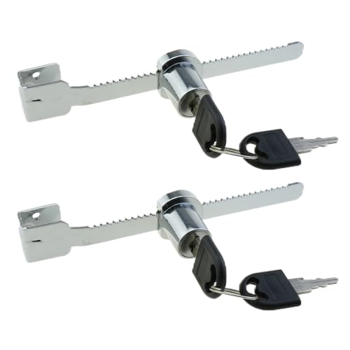 MEETOOT Chrome-Plated Sliding Glass Door Ratchet Lock, Same Key Display Cabinet Lock - 2-Pack