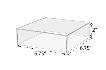 4 Pack Clear Acrylic Display Box with One Open Side No Lid 6.75" x 6.75 x 2 Versatile Plexiglass Merchandise Storage Bin or Retail Product Riser by Marketing Holders - size: 6.75" x 6.75" x 2" Clear
