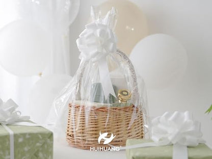 HUIHUANG White Pull Bows for Gifts, Christmas Gift Bows 4" x 8" x 12 PCS - color: White, size: 1 Pack (12 bows, 4 in x 8 in)