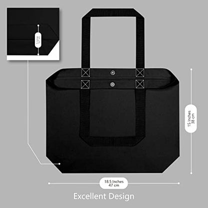 TOPDesign 2-Pack Canvas Tote Bags with Magnetic Snap, Reusable Grocery Shopping Bags, DIY Your Creative Designs - color: Black