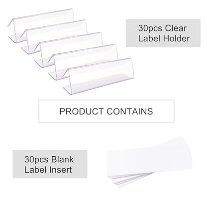 Shelf Label Holder 3"L x1"H 30Pcs Clip on 0.6"-0.8" Thick Shelves