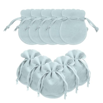 uxcell 20pcs Small Velvet Drawstring Pouch,2.8"x3.5" Jewelry Bag,Light Blue - color: Light Blue, size: 2.8" x 3.5"