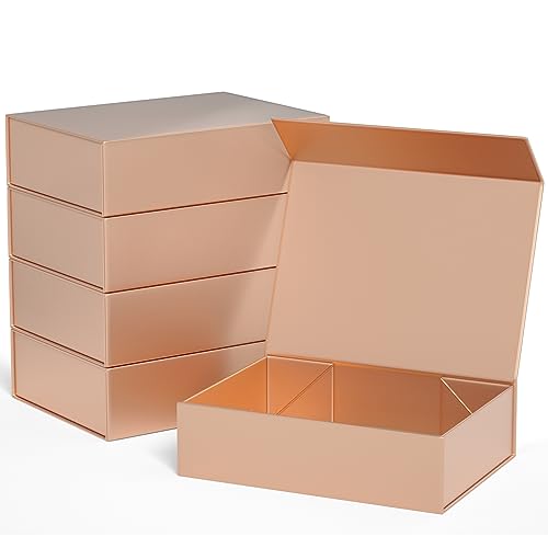 5Pack Gift Boxes 11.9" x 8.5" x 3.3",Magnetic Closure Gift Box for Presents - color: Rose Gold/5PCS